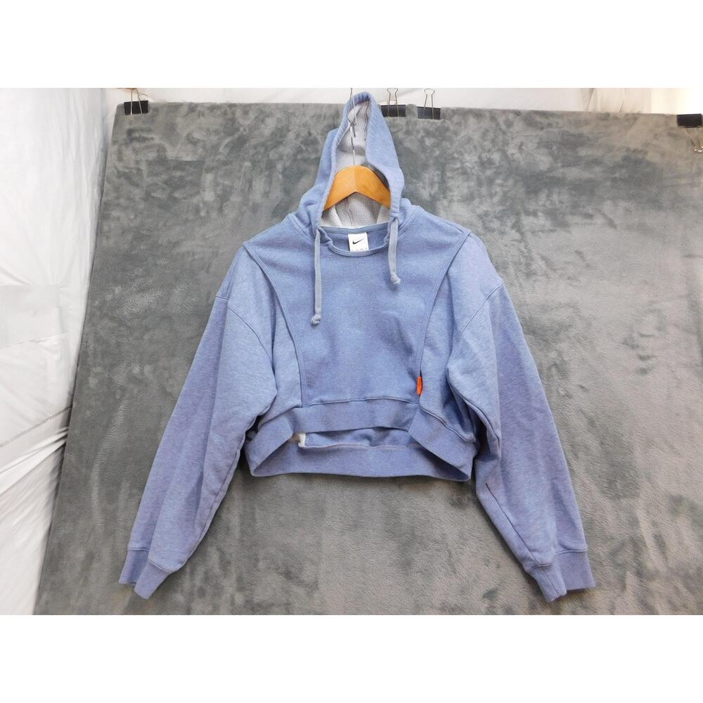 Nike Pullover Hoodie Womens XS Blue Cropped Fleece Hooded Drawstring DD4638-493